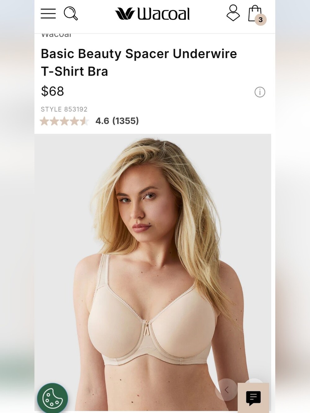Wacoal Nude Basic Beauty Spacer Underwire T-Shirt Bra
